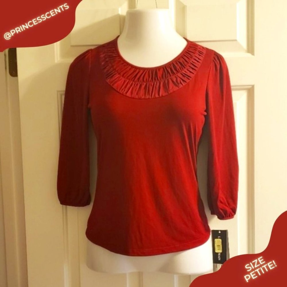NWT - ORIGINALLY $68! Red long sleeved blouse